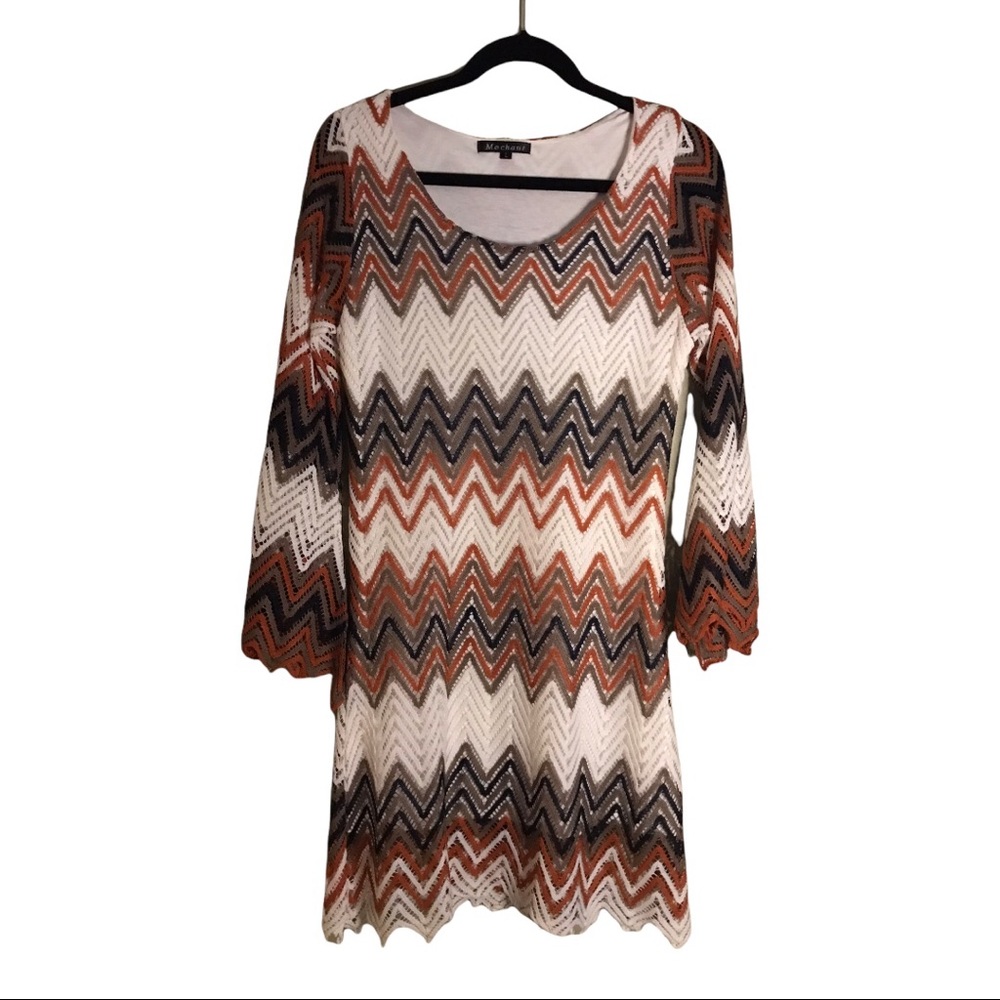 Mechant chevron lace crochet boho dress L